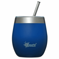 CHE Insulated Wine Tumbler with straw Sapphire Blue 220ml