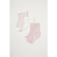 Boody Baby 3 Pairs of Socks Chalk/Rose Stripe 12-24