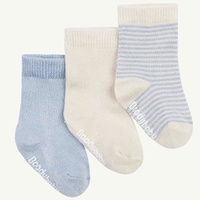 Boody Baby Pack of 3 Socks Chalk/Sky Stripe 6-12