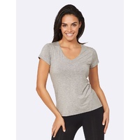 Boody Womens V-Neck T-Shirt Light Grey Marl M