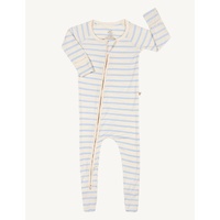 Boody Baby Long Sleeve Onesie Chalk/Sky Stripe 0-3