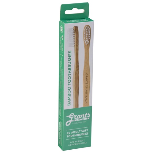 GRA Bamboo Toothbrush Twin Pk Adult Soft