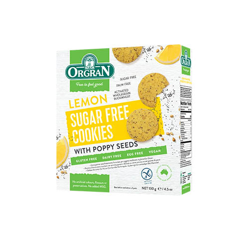 ORG Lemon Sugar Free Cookies w/ Poppy Seed 130g