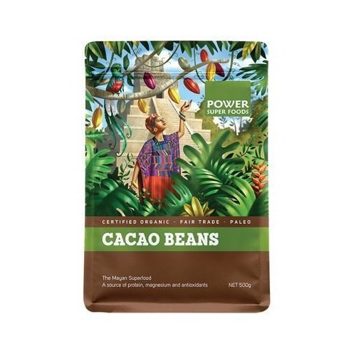 Power Super Foods Certified Organic Raw Cacao Beans 500g