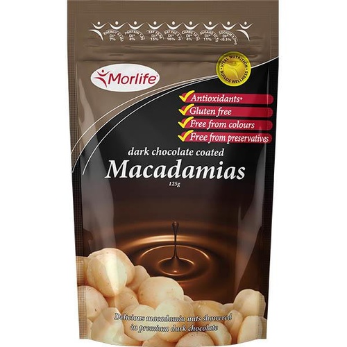 Morlife Dark Chocolate Macadamia Nuts 125gm