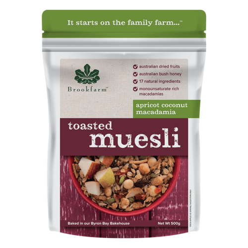 Brookfarm Toasted Macadamia Muesli Apricot 500gm