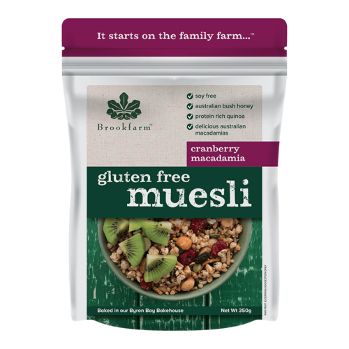 Brookfarm GF Macadamia Muesli Cranberry 350gm