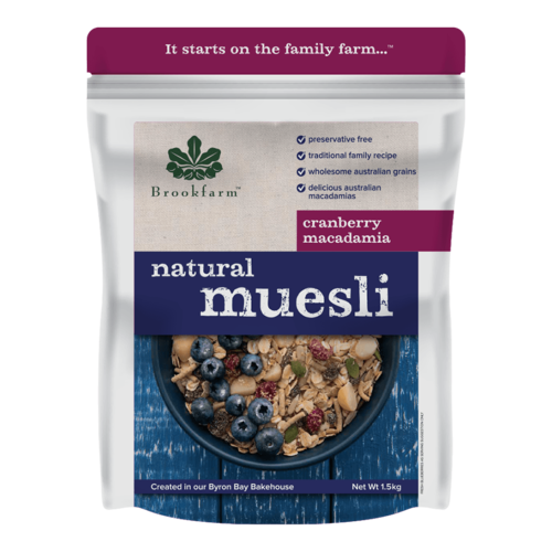 Brookfarm Natural Macadamia Muesli Cranberry 1.5kg