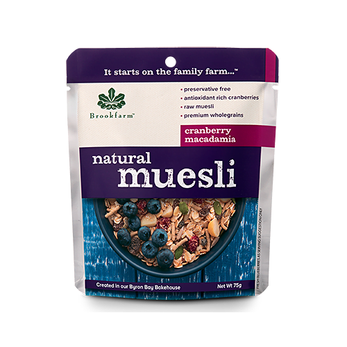 Brookfarm Muesli Sachet Nat Cranberry 75gm