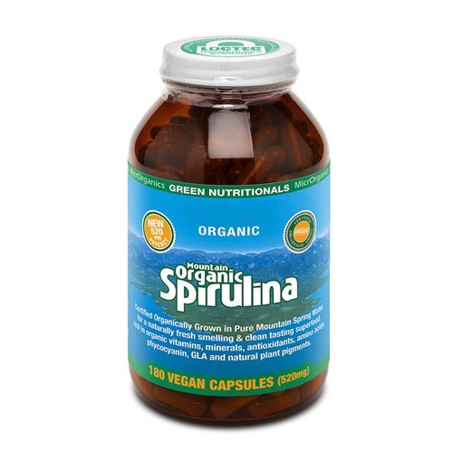 Green Nutritionals Mountain Organic Spirulina 520mg 180C