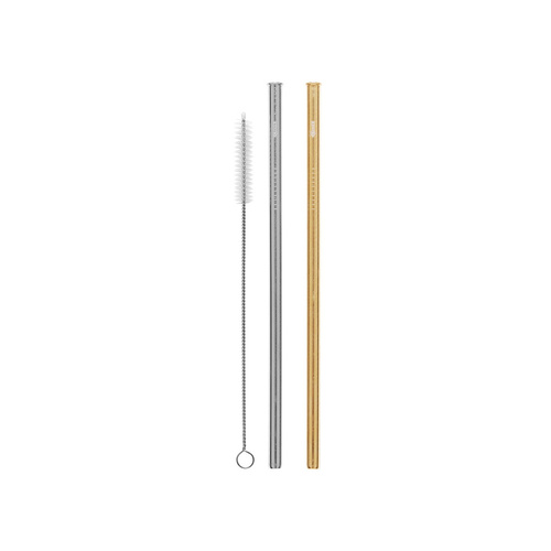 CHE Straight 2 Pack Silver, Gold & Brush Straws