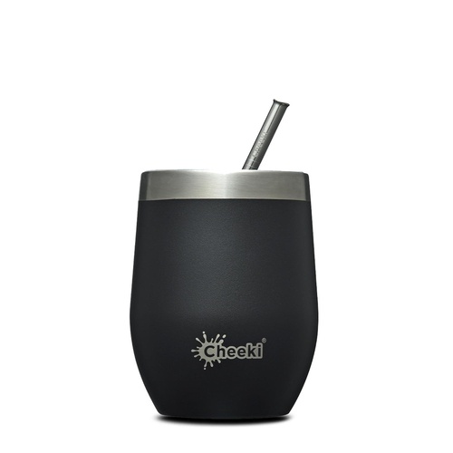 CHE Insulated Wine Tumbler with straw Rich Black 320ml