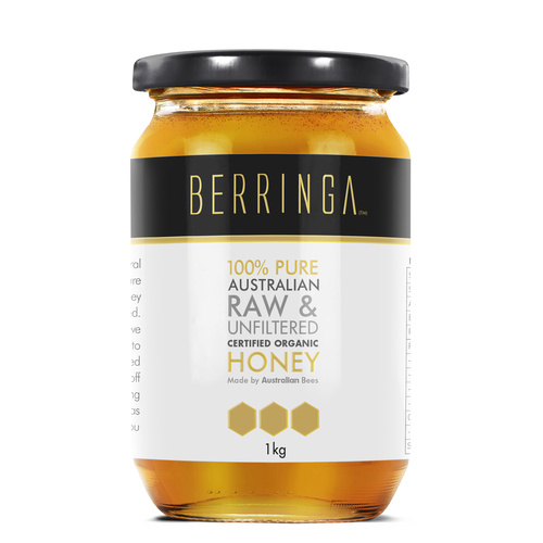 Berringa Raw Eucalyptus Organic Honey 1kg glass