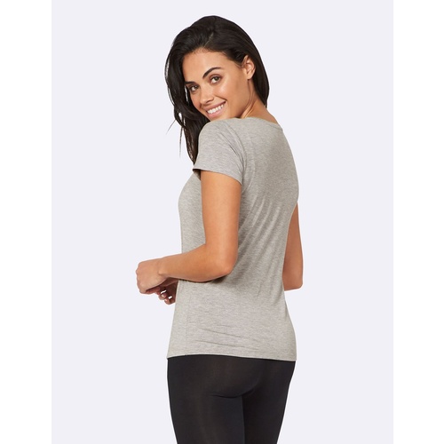 Boody Womens Crew Neck T-Shirt Light Grey Marl S