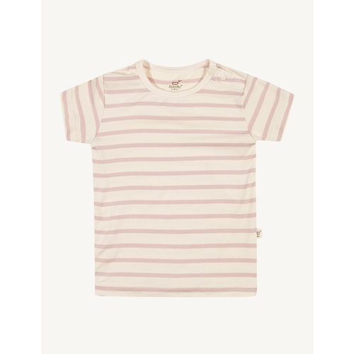 Boody Baby T-Shirt Chalk/Rose Stripe 6-12