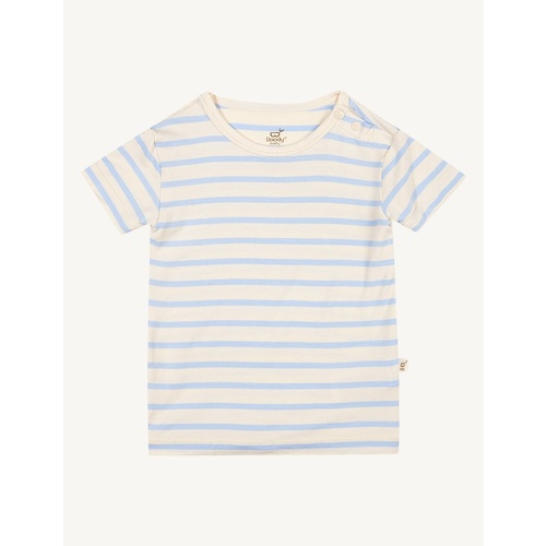 Boody Baby T-Shirt Chalk/Sky Stripe 6-12