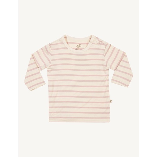 Boody Baby Long Sleeve Top Chalk/Rose Stripe 6-12