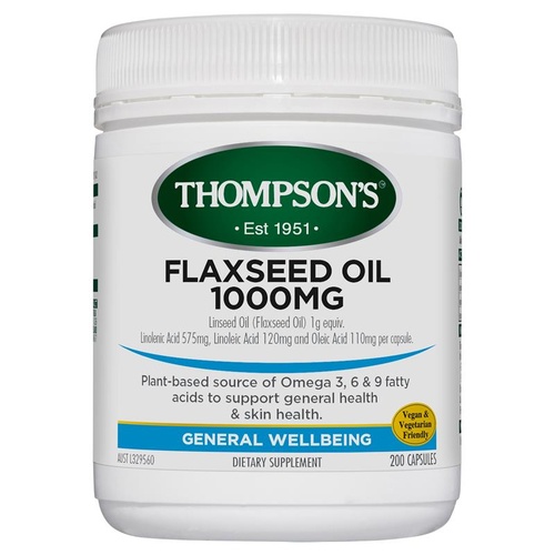 Thompson's Flaxseed Oil 1gm 200 v/caps