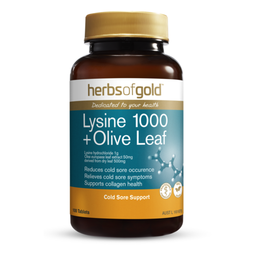 Herbs of Gold - Lysine 1000 + Olive Leaf 100 Tablets