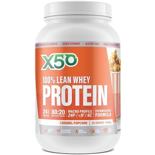 X50 100% Lean Whey Protein Caramel Popcorn 1kg