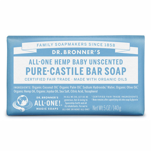 Dr Bronner's Castile Bar Soaps 140gm Baby Mild Unscented