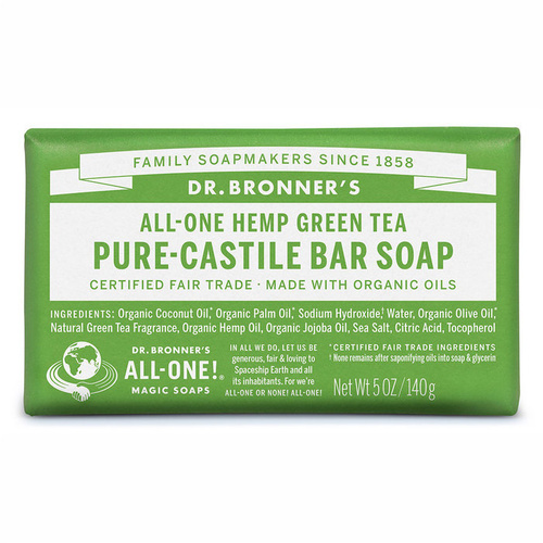 Dr Bronner's Castile Bar Soaps 140gm Green Tea