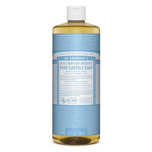 Dr Bronner's Castile Liquid Soap 946ml Baby-Mild Unscented