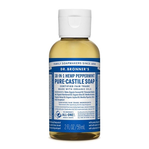 Dr Bronner's Castile Liquid Soap 59ml Peppermint