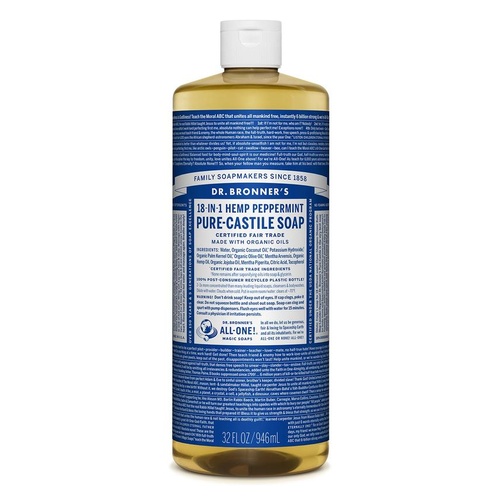 Dr Bronner's Castile Liquid Soap 946ml Peppermint