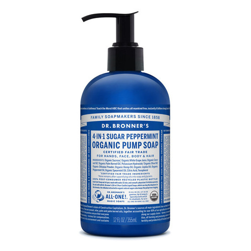 Dr Bronner's Hand & Body Pump Soap Peppermint 355ml