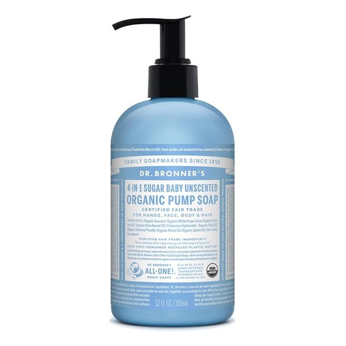 Dr Bronner's Hand & Body Pump Soap Baby Unscented 355ml