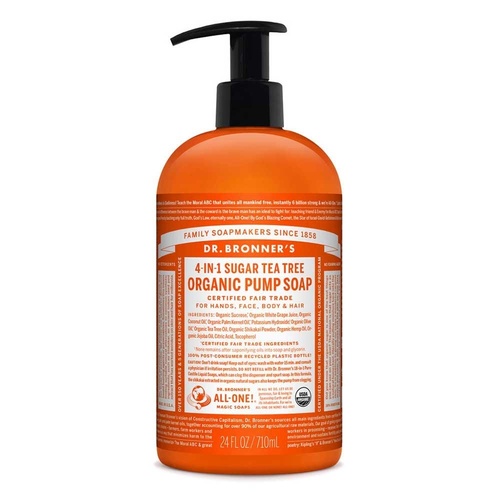 Dr Bronner's Hand & Body Pump Soap Tea Tree 710ml