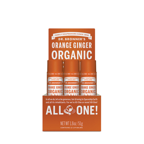 Dr Bronner's Lip Balms 4gm x 12 Orange Ginger