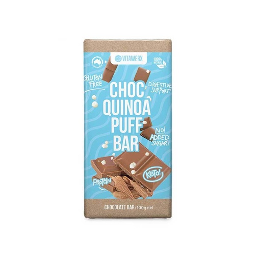 Vitawerx Milk Choc Quinoa Puff Bars 100g