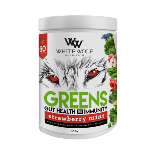 White Wolf Strawb Mint Immunity+ Greens Super Blend 60 Serves 300g